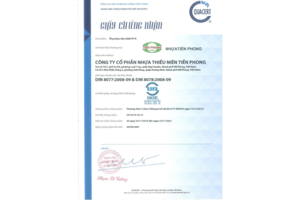 Tiêu chuẩn chất lượng ống PPR