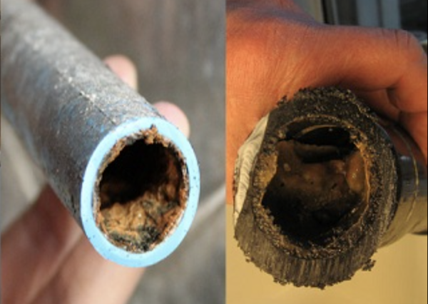 ống nước bị đóng cặn canxi