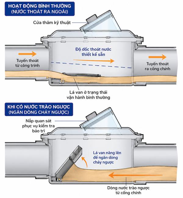 van ngăn triều cường bằng nhựa